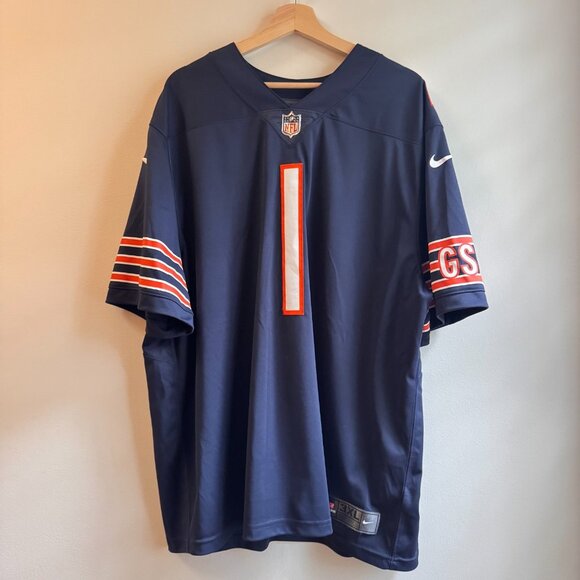 Nike Justin Fields Chicago Bears Home Game Jersey Men's Size 3X Medium Navy Blue - Picture 1 of 16